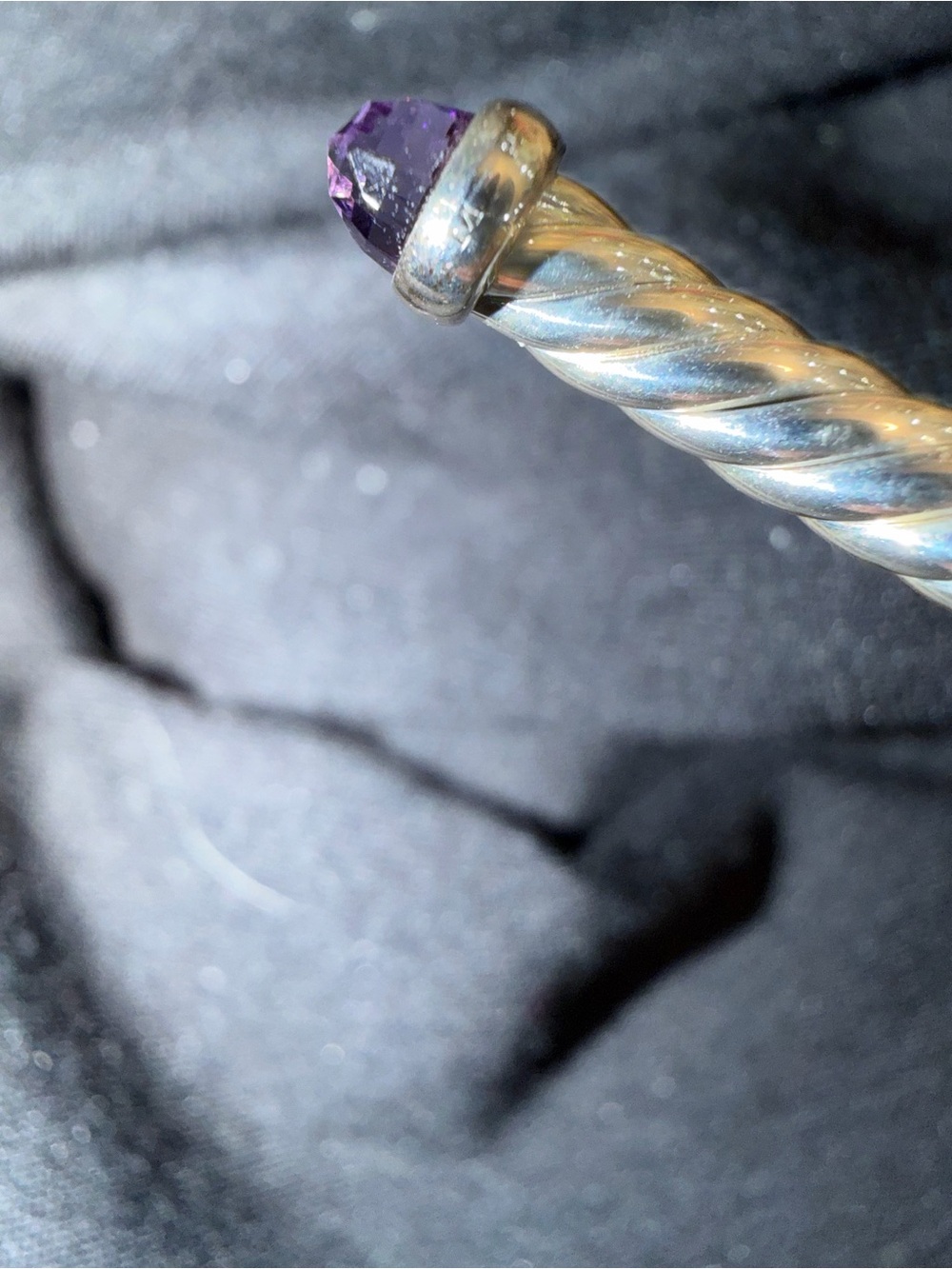 David Yurman Cable Flex Bracelet with Purple Amethyst Tips - Picture 7 of 7